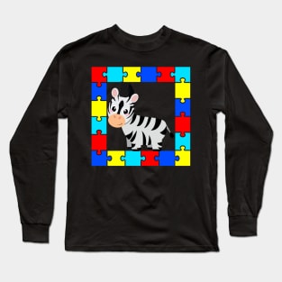 autism day zebra Long Sleeve T-Shirt